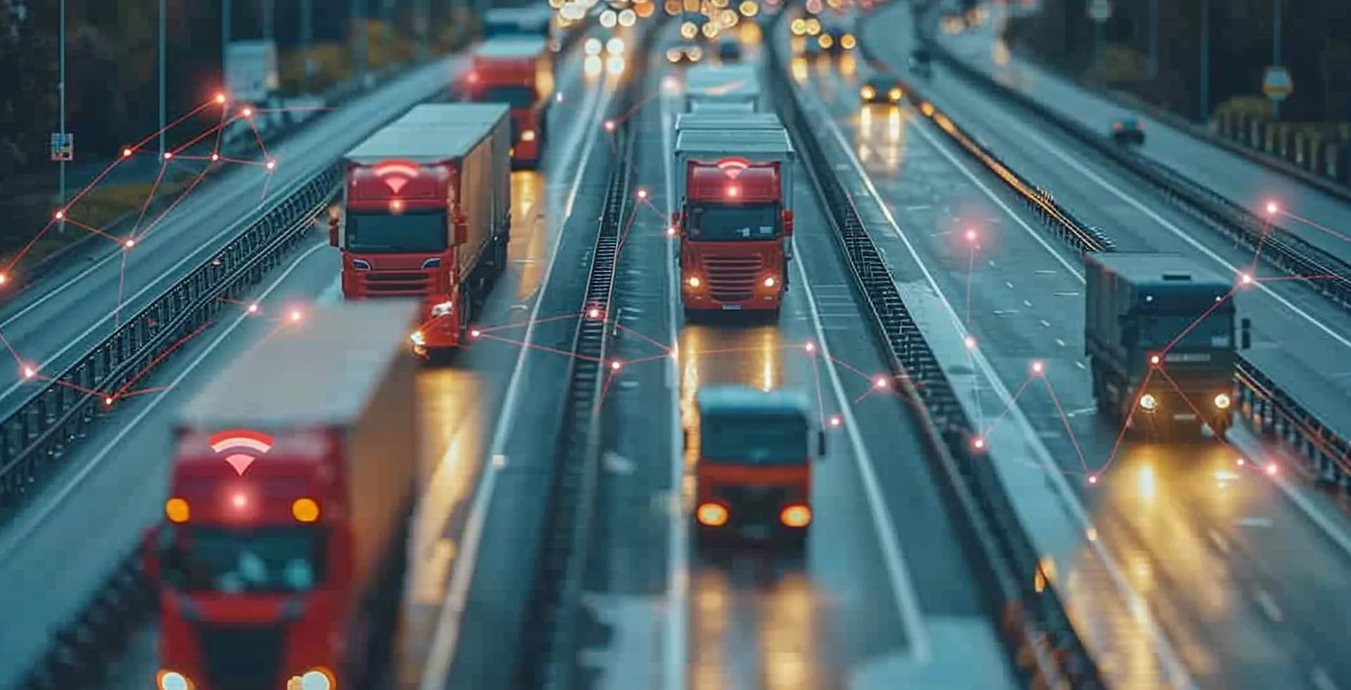 Delivery trucks on road