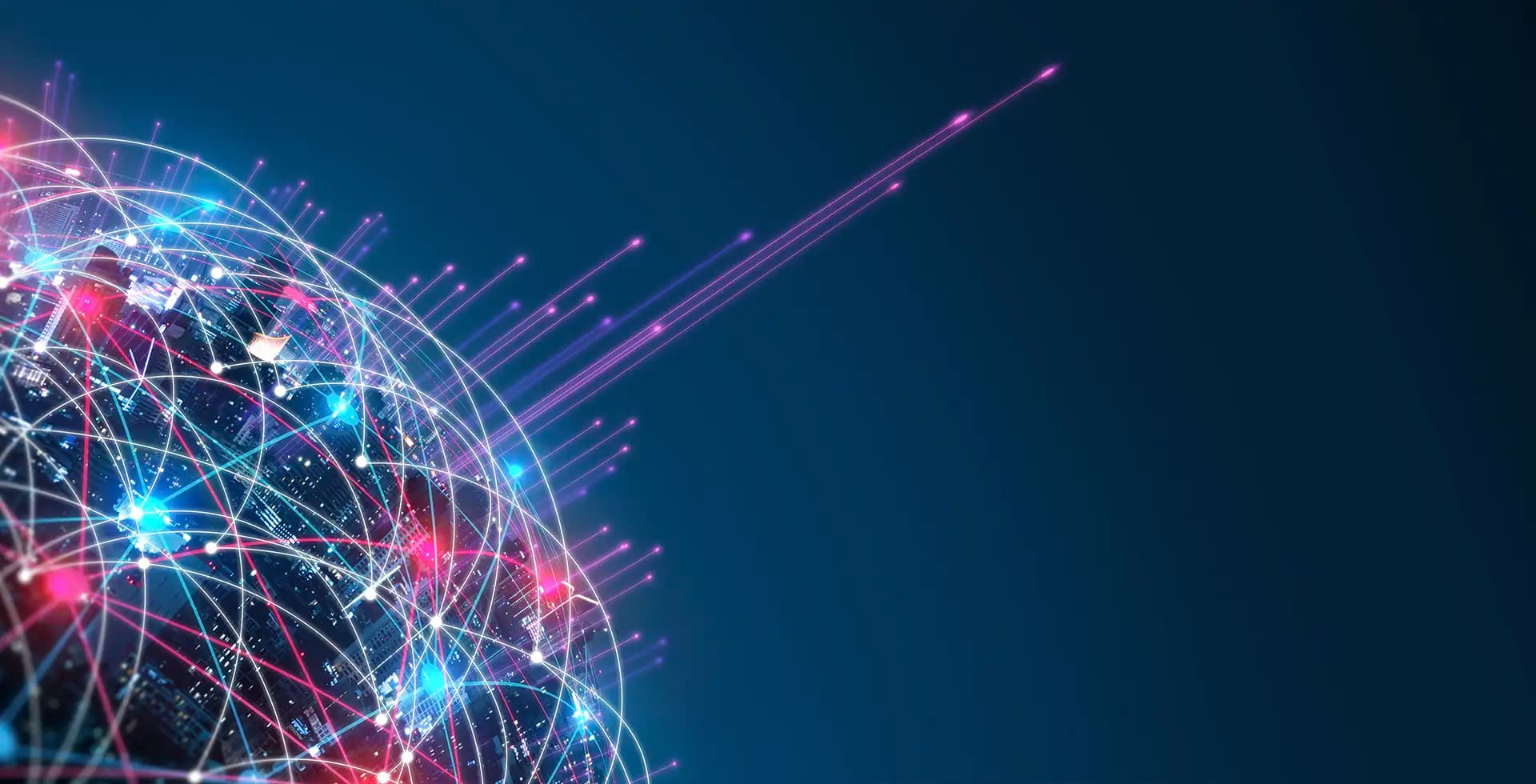 Abstract connected city on globe