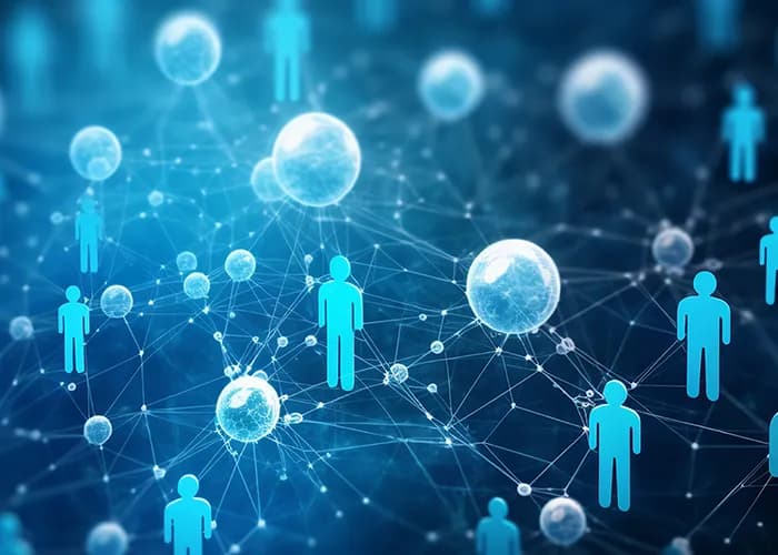 Abstract connected people and worlds