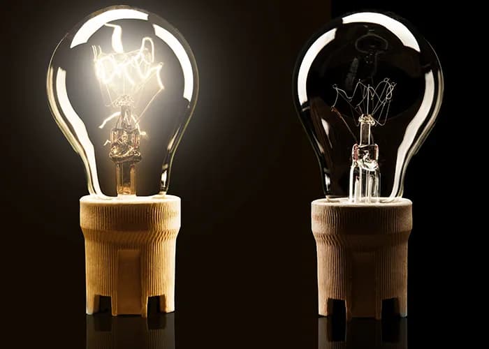 Lightbulbs, one on and one off