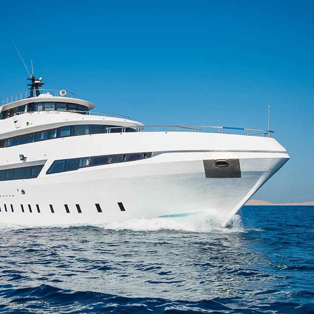 luxury private motor yacht sailing at sea